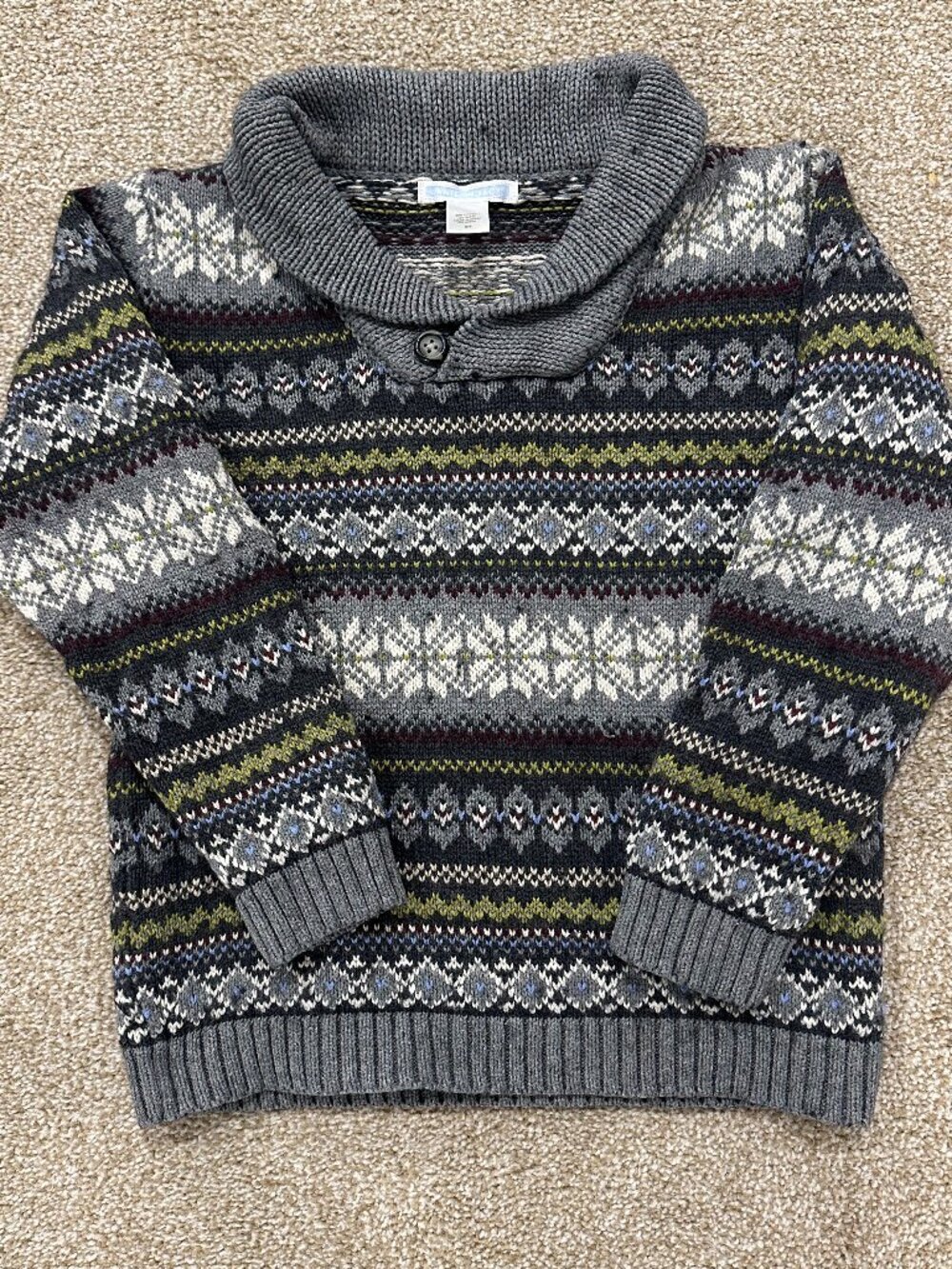 Janie and Jack Toddler Fair Isle Sweater - Size 5T - Gray